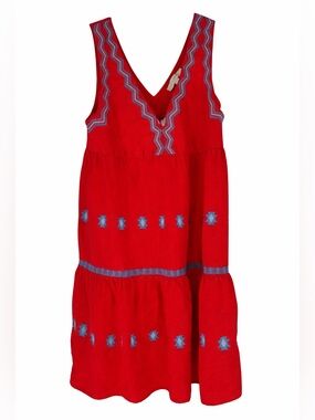 strapless open back dress Ann Taylor LOFT Red White Floral Short Sleeve Flounce Hem Mini Shift D –  Brie main image 0